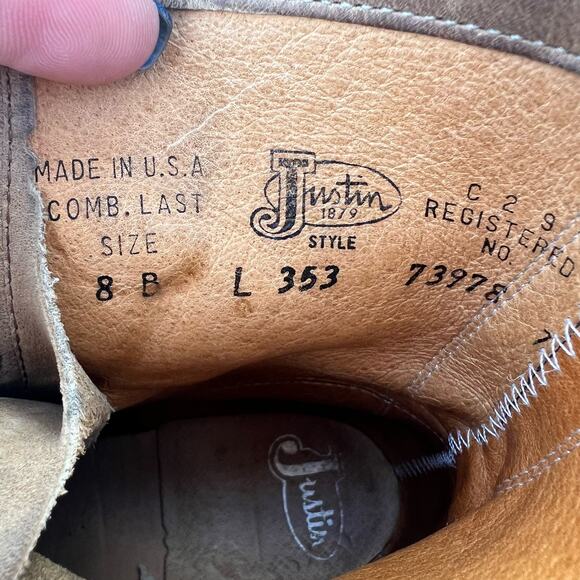 Justin Apache Brown Two Tone Roper Lace Up Cowgirl Boots 8B Style L353 - Picture 8 of 8